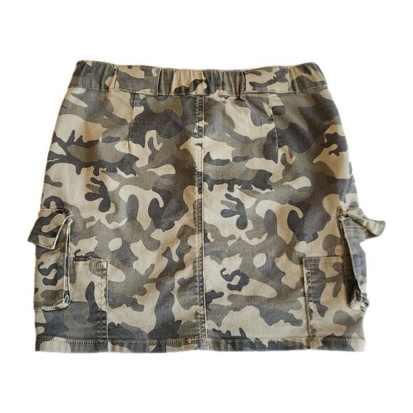 Y2K Camo Mini Skirt Kancan Women's Sz S Gold Button Trendy Clubwear - Picture 7 of 7